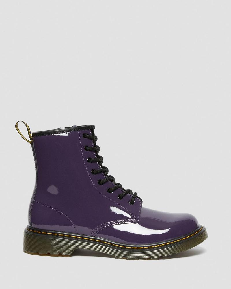 Purple Kids' Dr Martens Youth 1460 Patent Leather Lace Up Boots | CA 713WNB